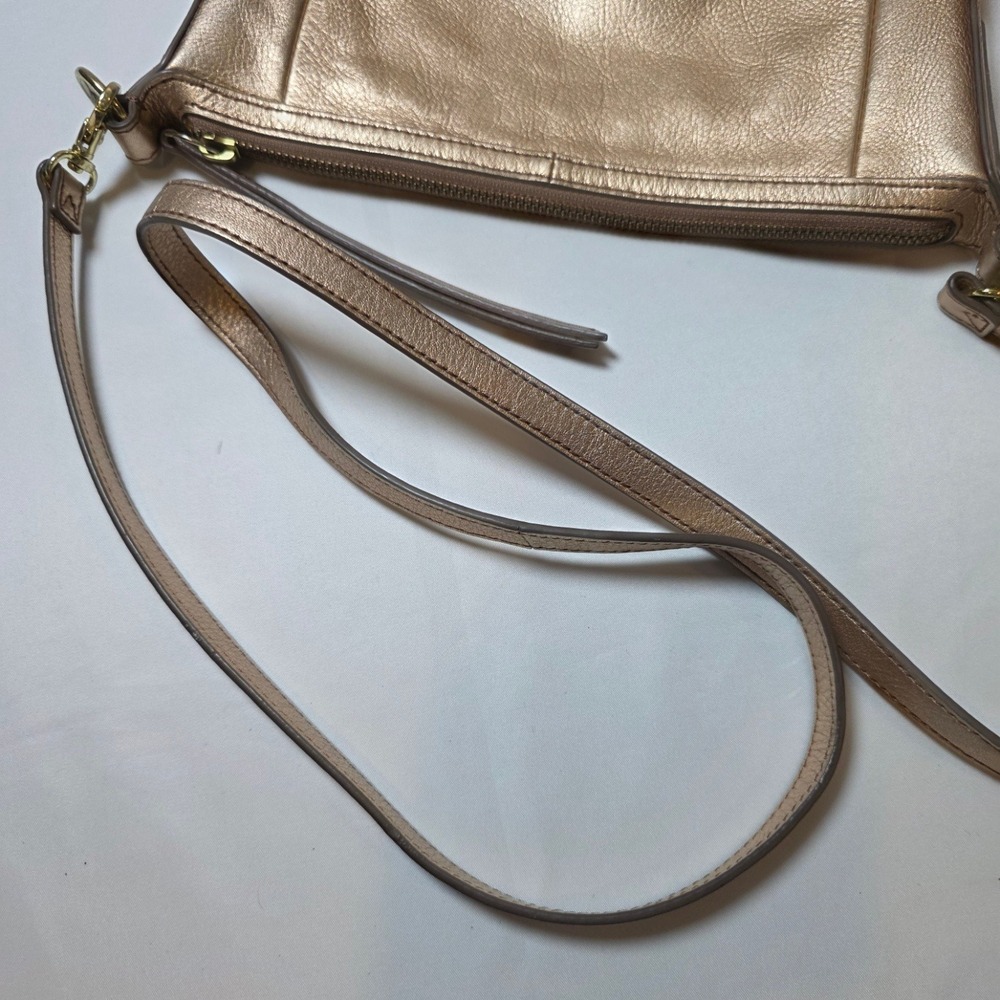 Fossil Sydney Rose Gold Metallic Leather Crossbody Bag Gold Hardware - Picture 6 of 6